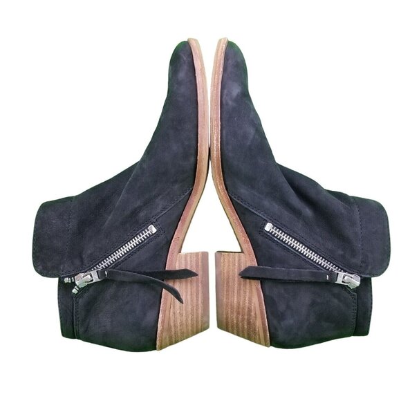 ✅Sam Edelman Ankle Boots Womens 8.5 Black Nubuck PACKER Zip Booties Stacked Heel - Picture 10 of 10